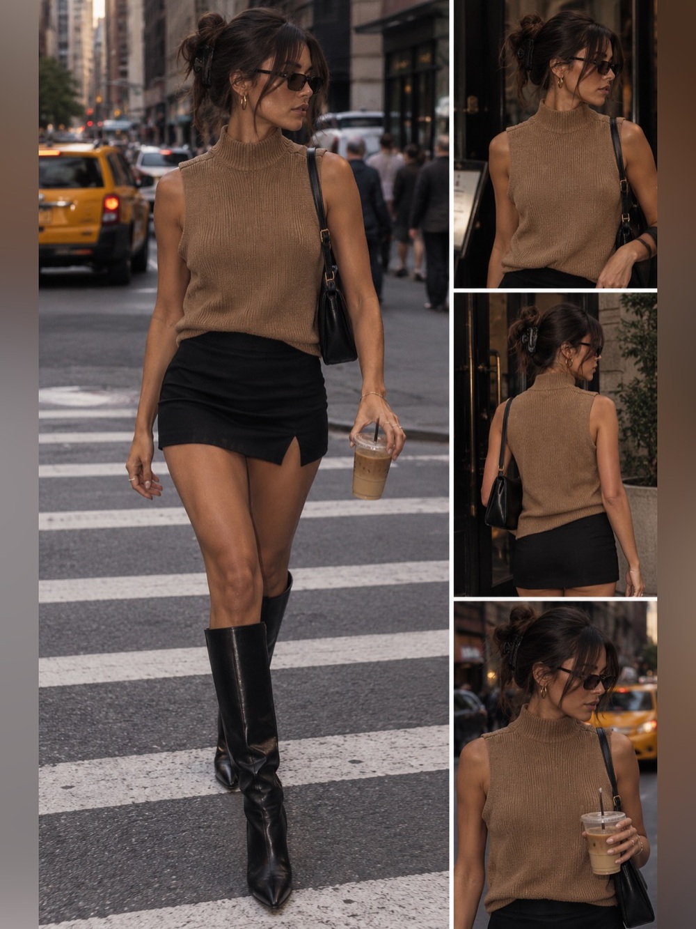 Halston Sleeveless Turtleneck Sweater Vest - Brown